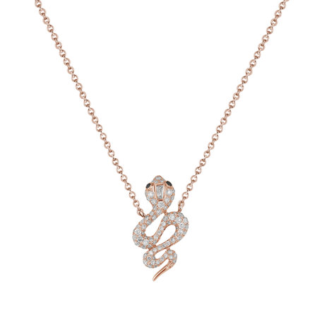 Necklace with black and white diamonds Snake of Eden
