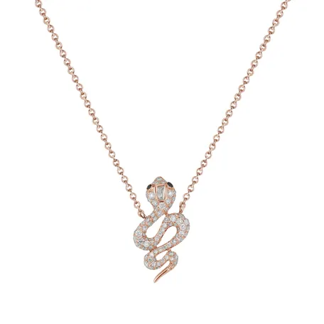 Necklace with black and white diamonds Snake of Eden