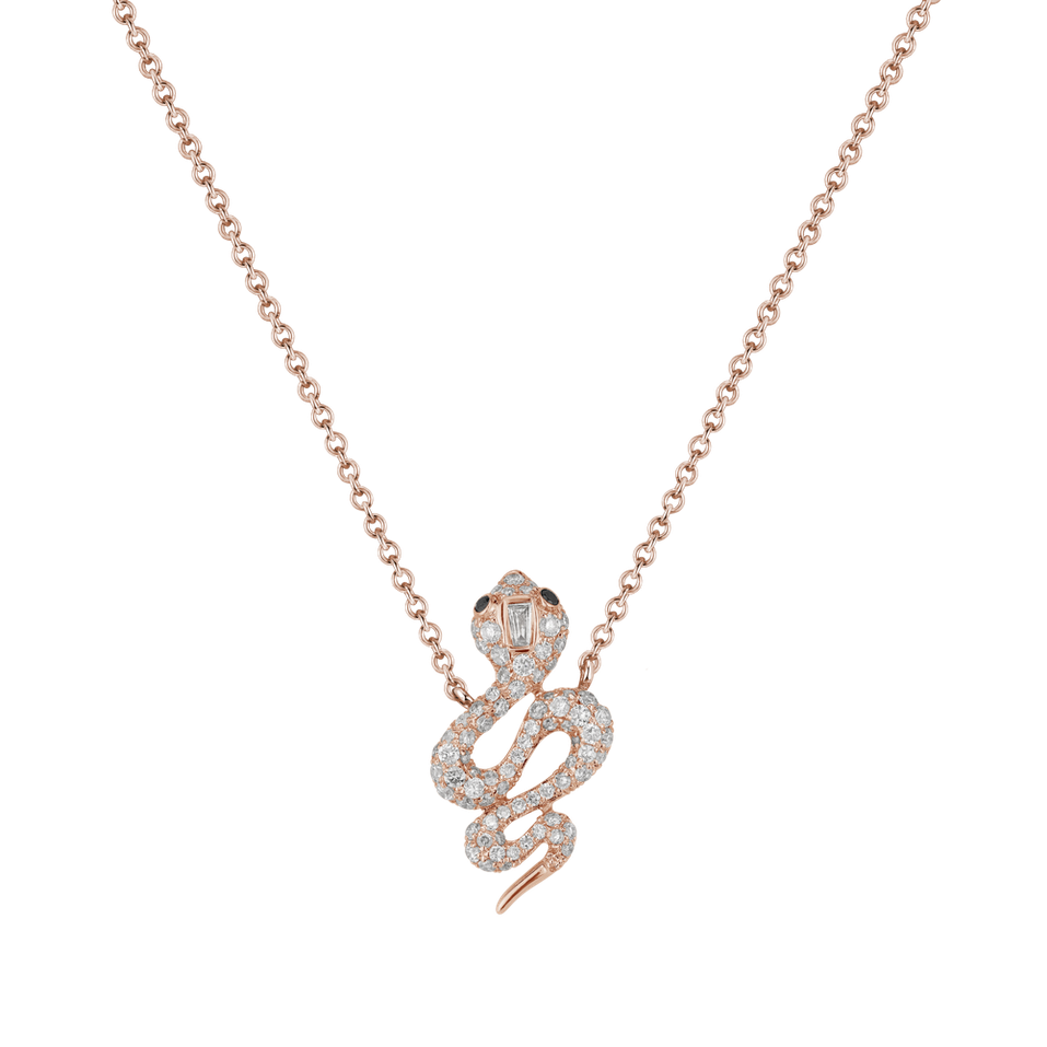 Necklace with black and white diamonds Snake of Eden