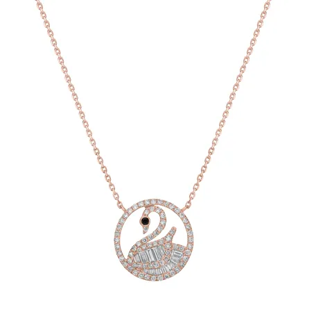 Necklace with black and white diamonds Glitter Swan