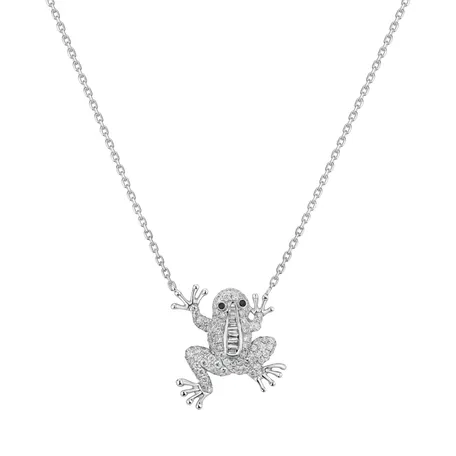 Necklace with black and white diamonds Magic Frog
