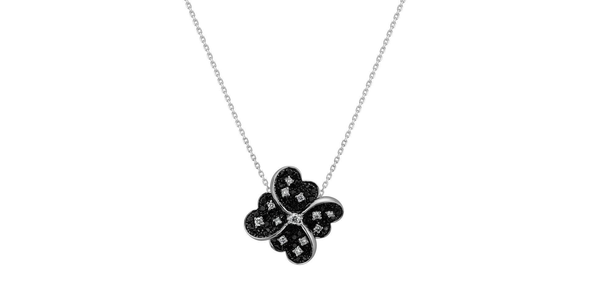 Pendant with black and white diamonds Dark Blossom
