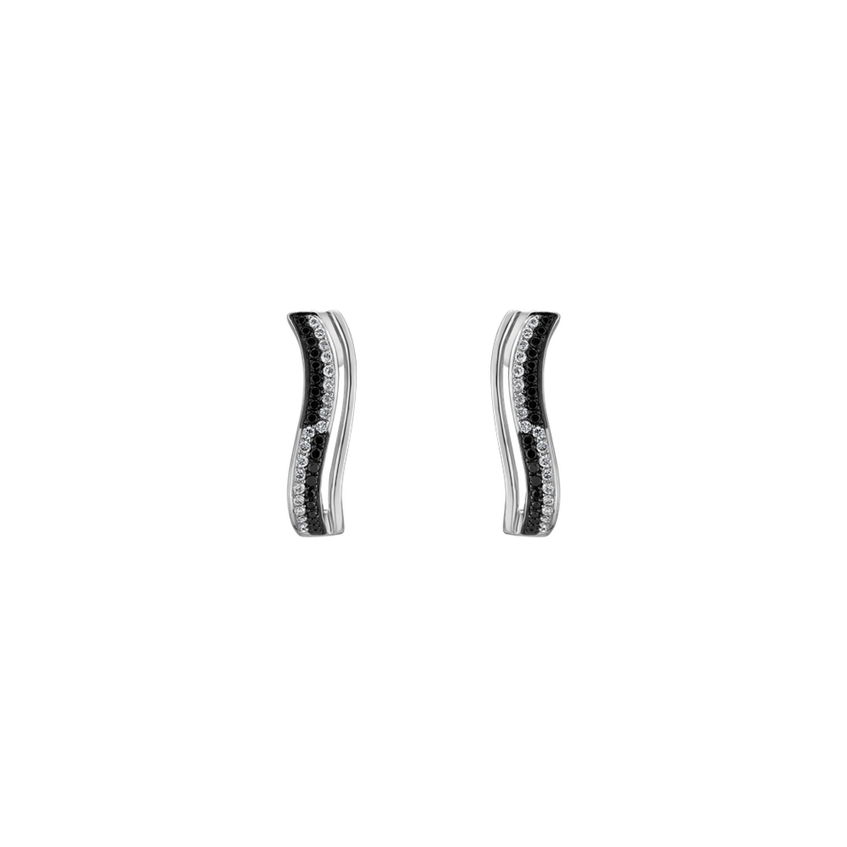 Earrings with black and white diamonds Difference of Love