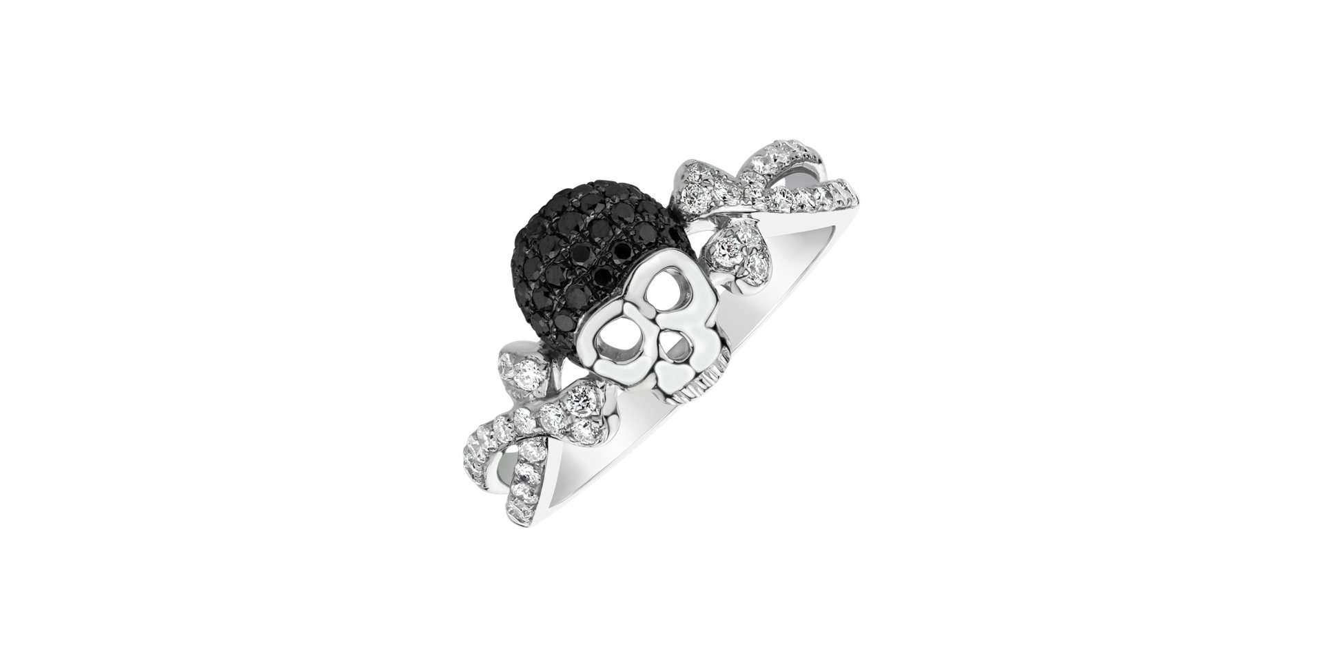 Ring with black and white diamonds Luxury Skull
