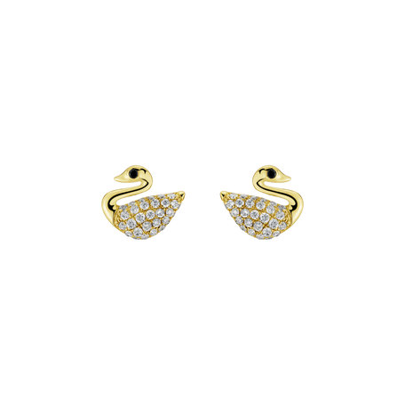 Earrings with black and white diamonds Noble Swans