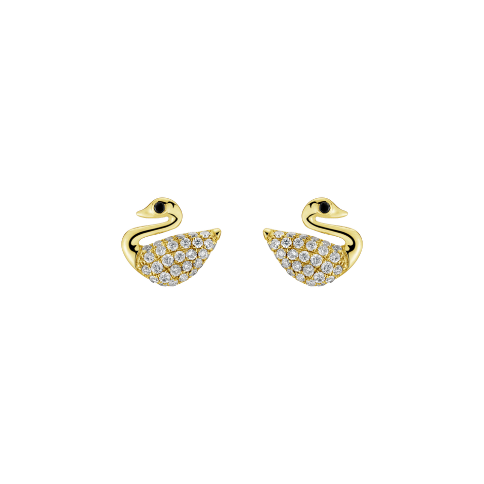 Earrings with black and white diamonds Noble Swans