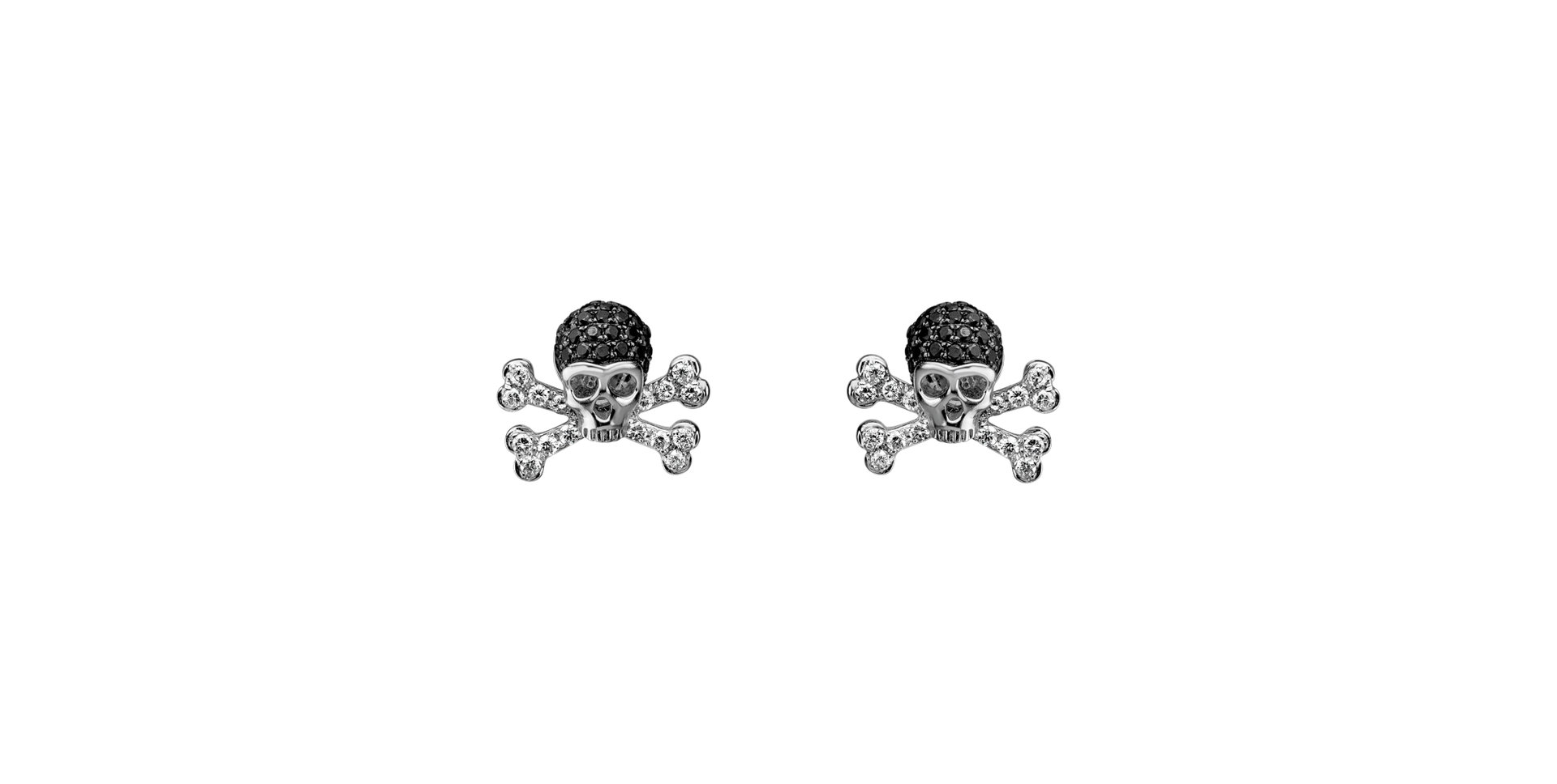 Earrings with black and white diamonds Luxury Skull