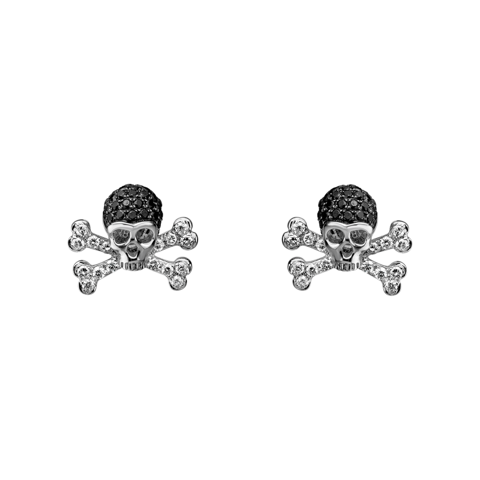 Earrings with black and white diamonds Luxury Skull