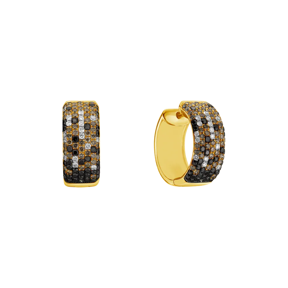 Earrings with white, brown and black diamonds Luella