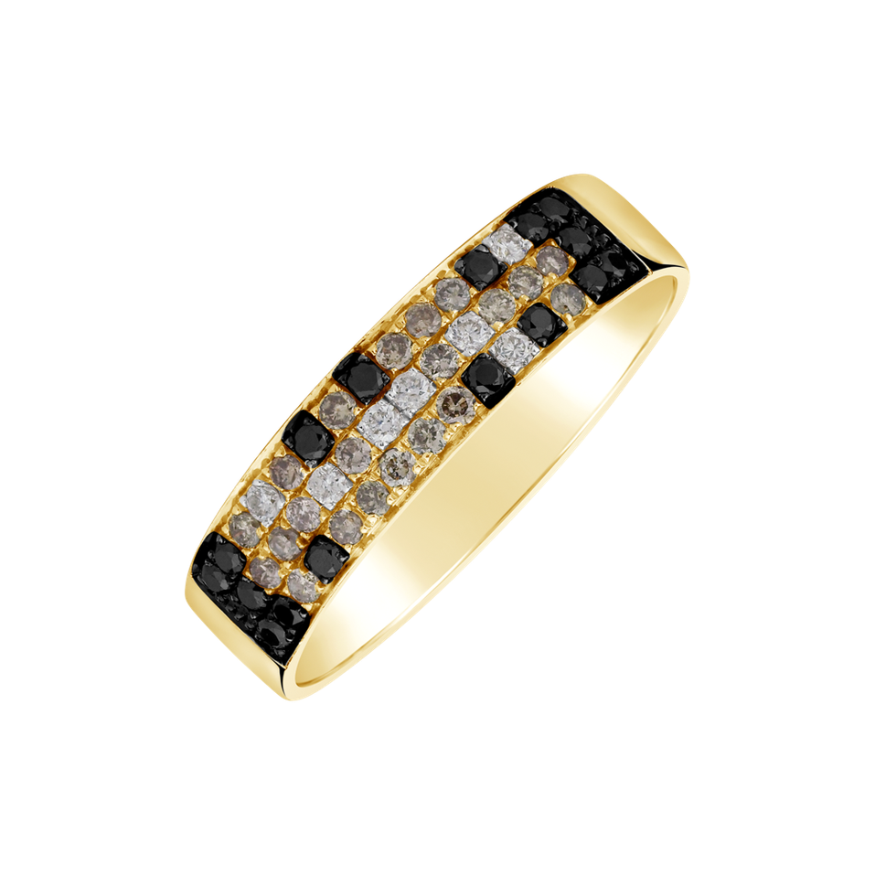 Ring with white, brown and black diamonds Arminda
