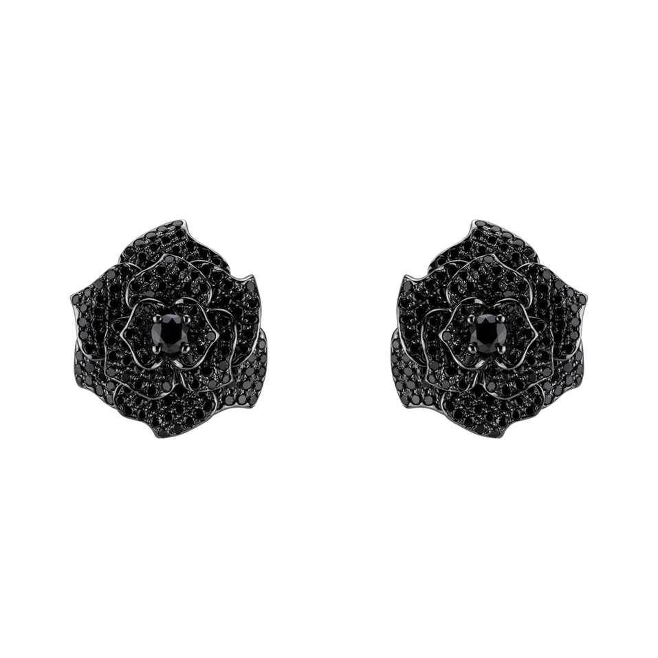 Earrings with black diamonds Black Beauty Rose