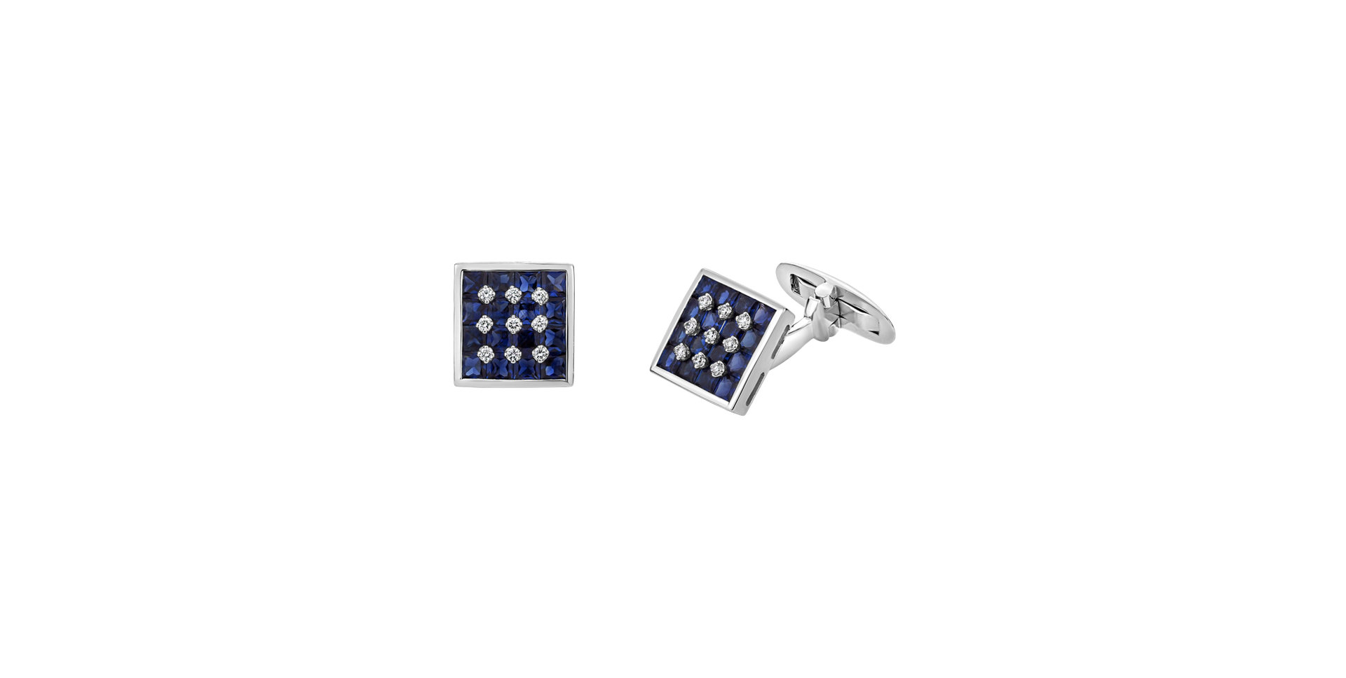 Diamond Cufflinks with Sapphire Formal Finesse
