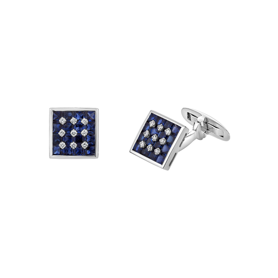 Diamond Cufflinks with Sapphire Formal Finesse