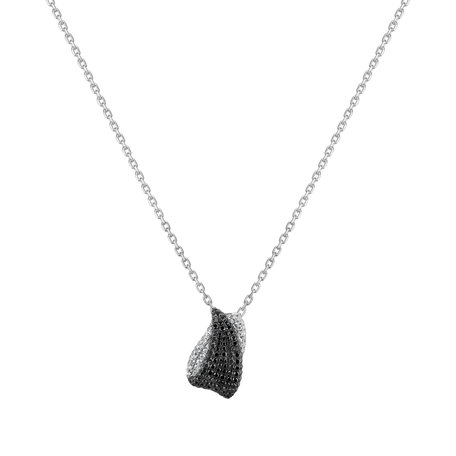 Pendant with black and white diamonds Denise