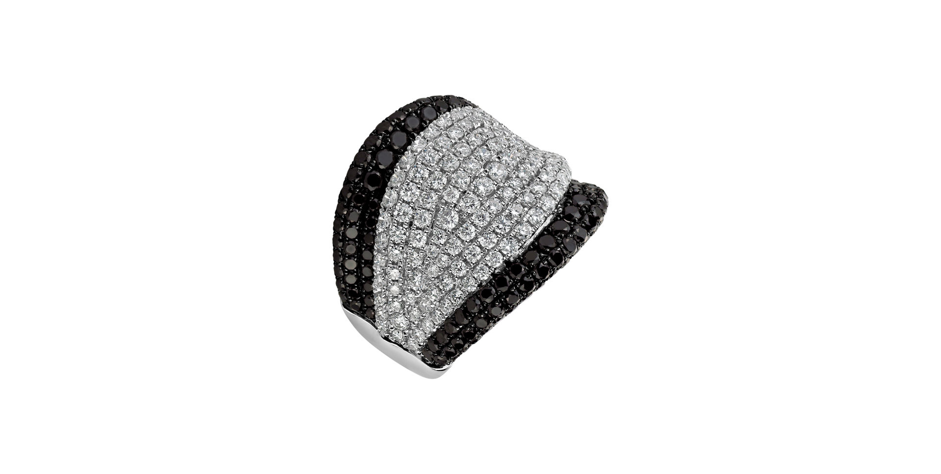 Ring with black and white diamonds King of Ocean