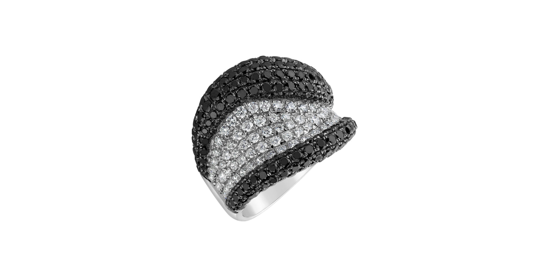 Ring with black and white diamonds Ocean Storm