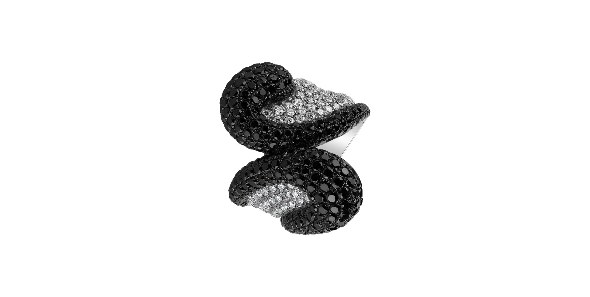 Ring with black and white diamonds Bambi