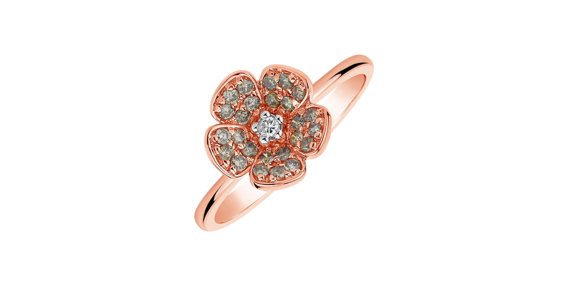 Ring with brown and white diamonds Garden Harmony