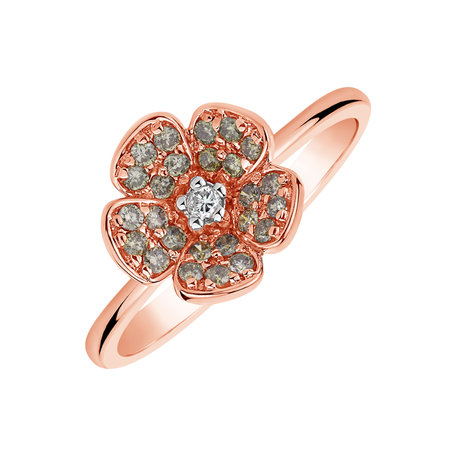 Ring with brown and white diamonds Garden Harmony