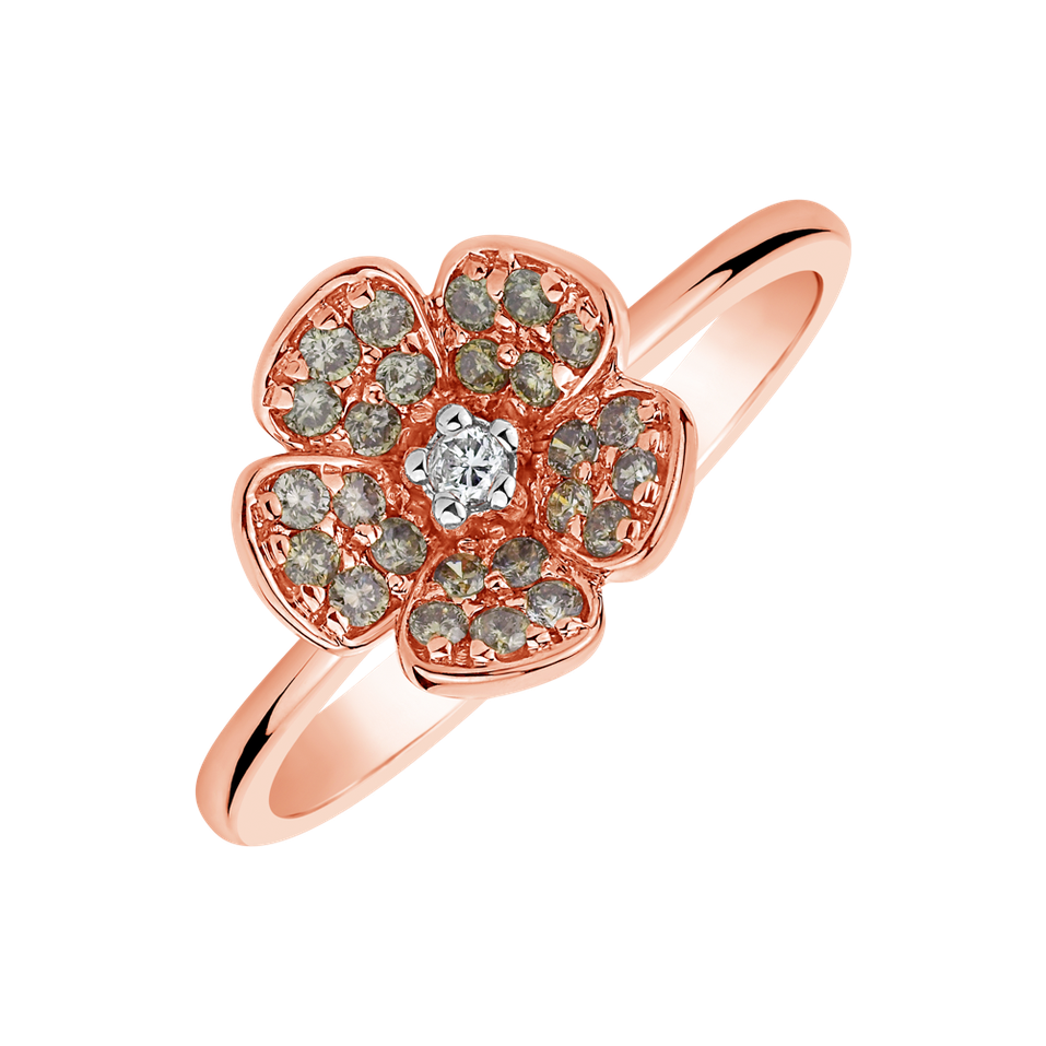 Ring with brown and white diamonds Garden Harmony