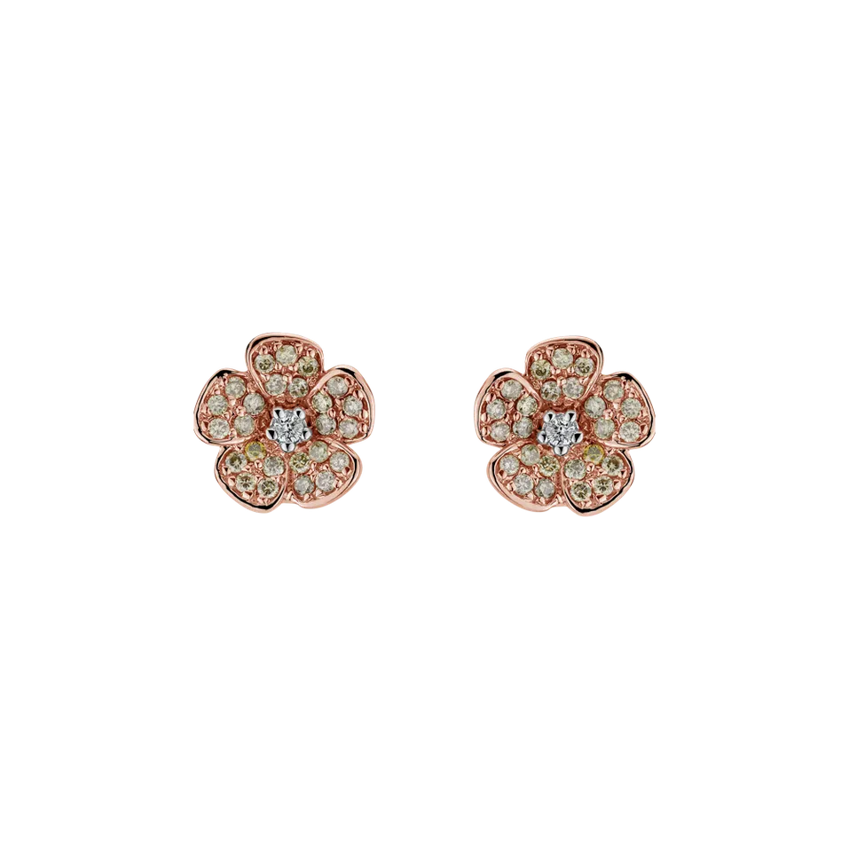 Earrings with brown and white diamonds Radiant Rose