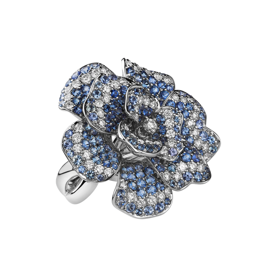 Diamond ring with Sapphire Parissienne Rose