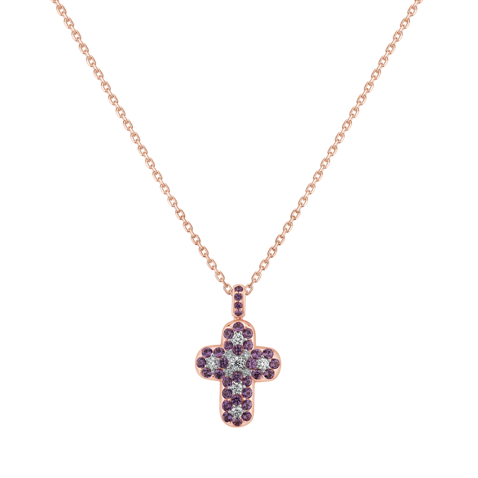 Diamond pendant with Sapphire Cross of  Luck
