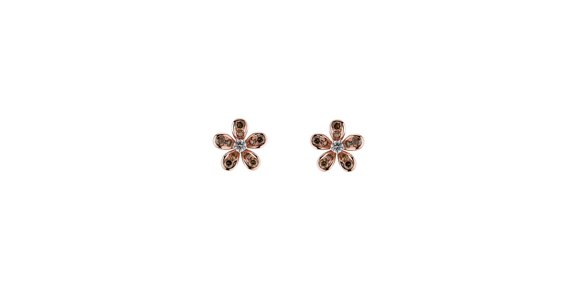 Earrings with brown and white diamonds Lovely Blossom