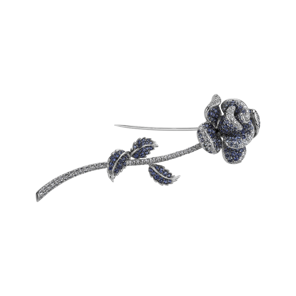 Diamond brooch and Sapphire Fairy Rose