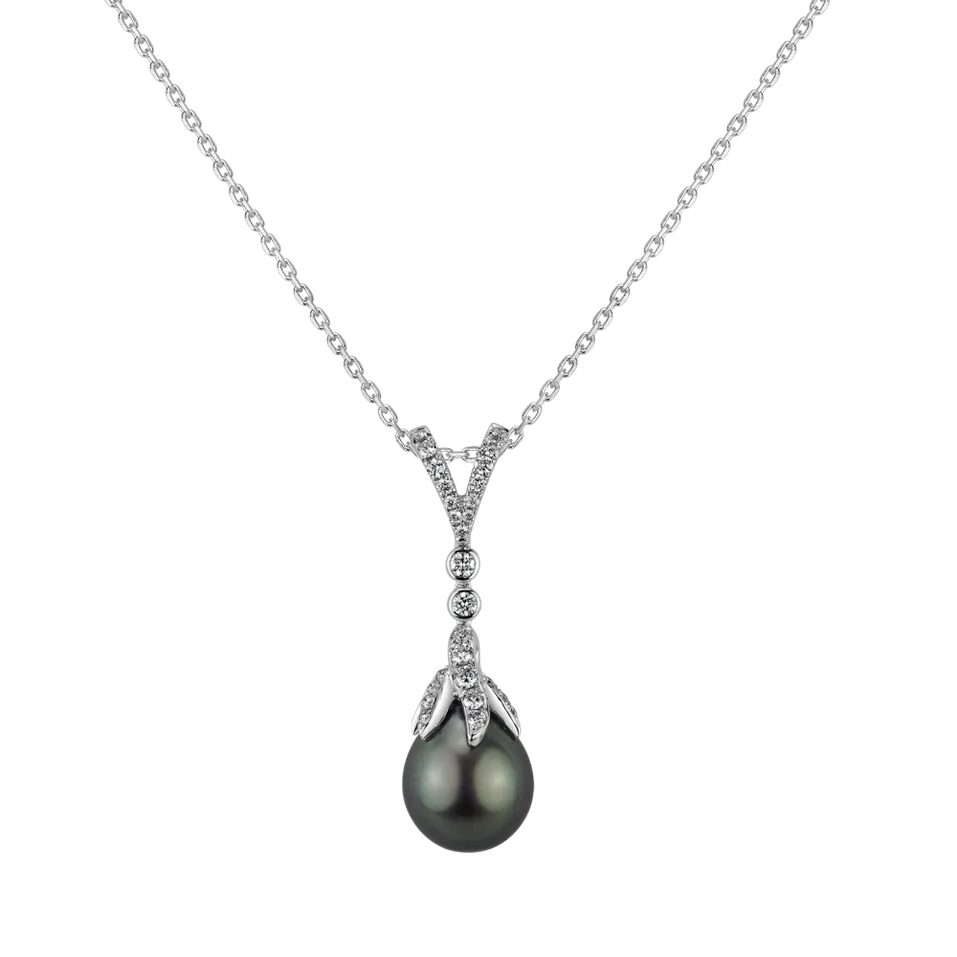 Diamond pendant with Pearl Elinoire
