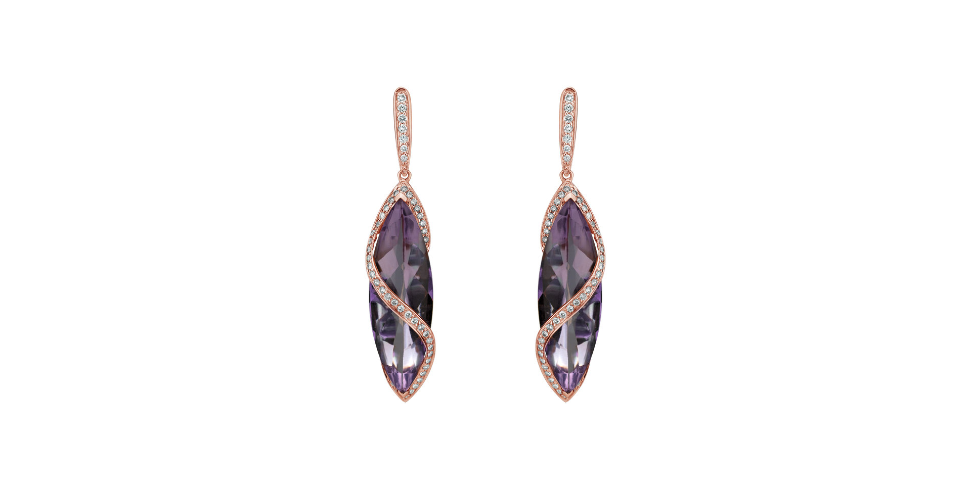 Diamond earrings with Amethyst Nixie