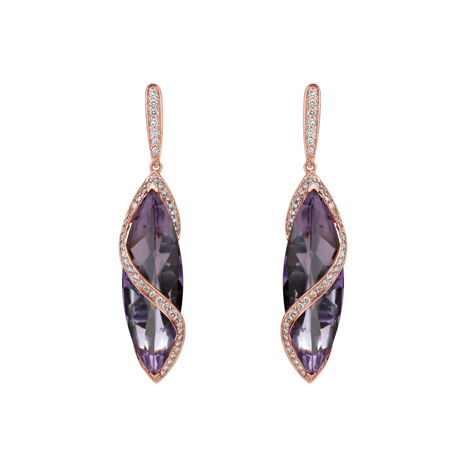 Diamond earrings with Amethyst Nixie