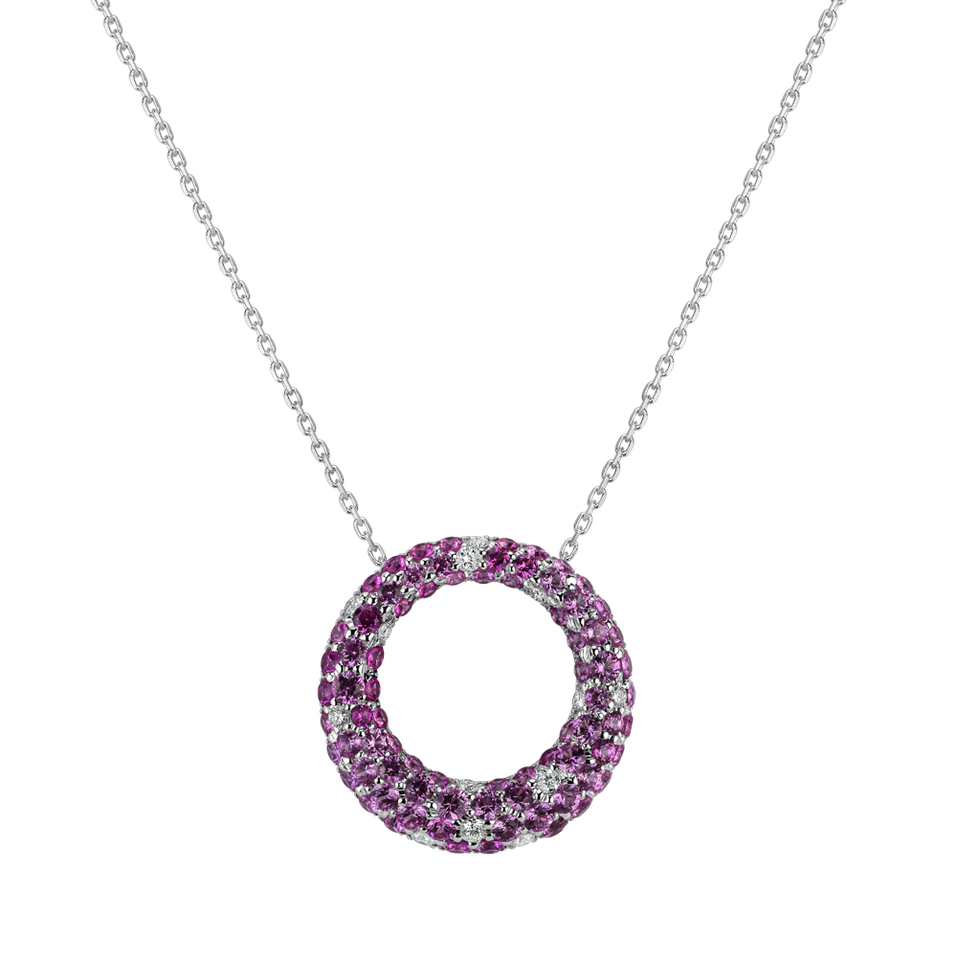 Diamond pendant with Sapphire Circle of Surprise