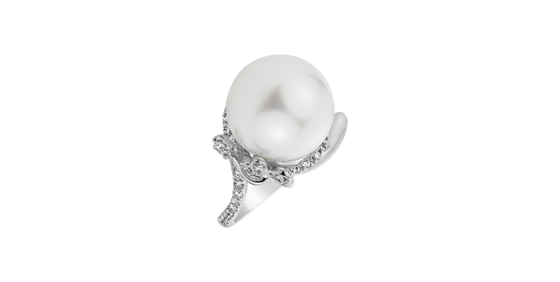 Diamond ring with Pearl Caribbean Delight
