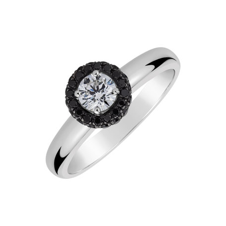 Ring with black and white diamonds Light in Darkness