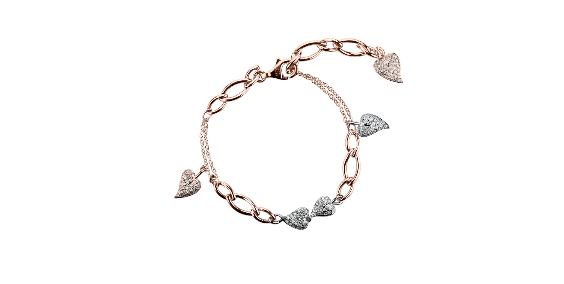 Bracelet with diamonds Falling Hearts