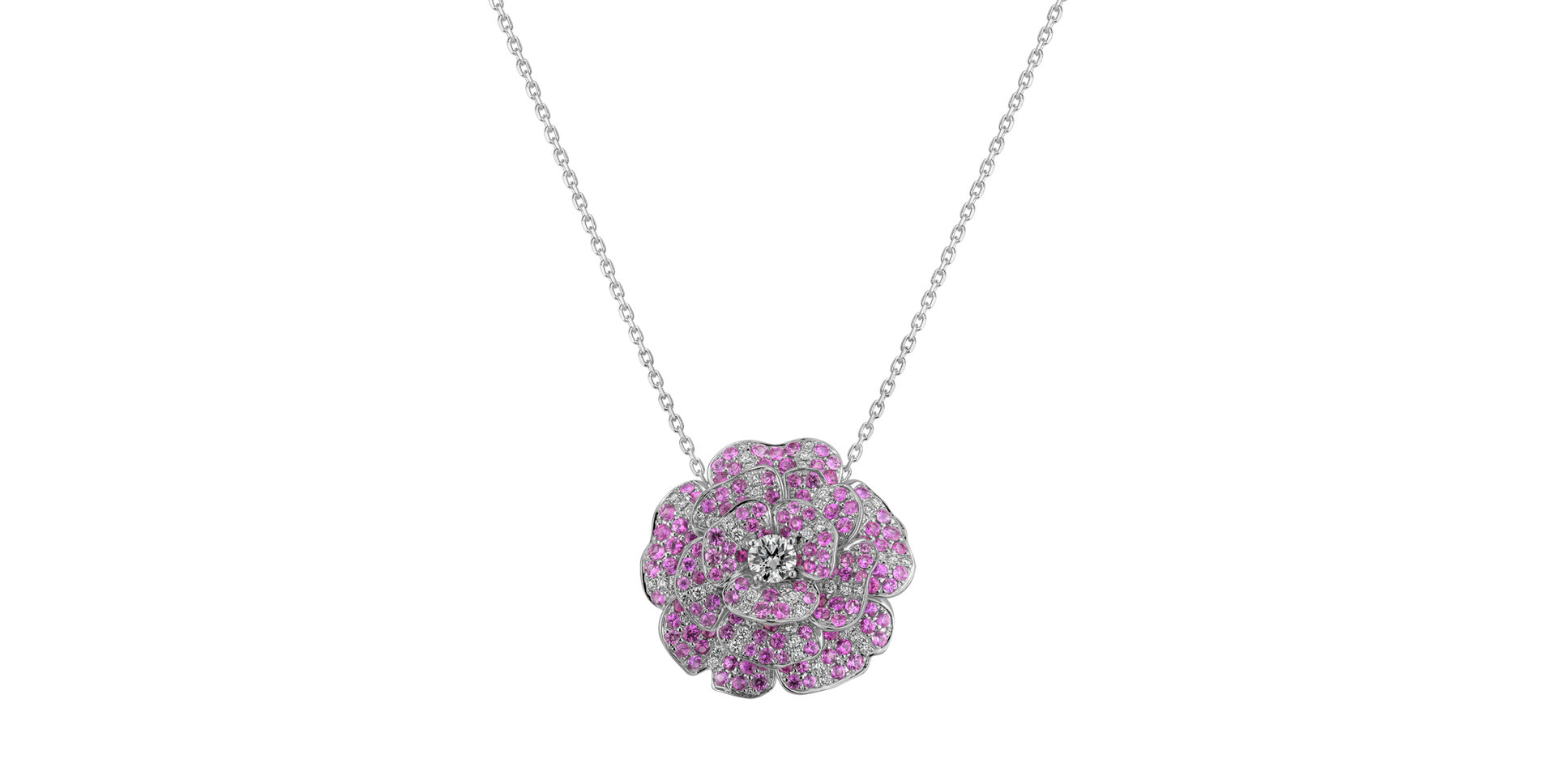 Diamond pendant with Sapphire Pink Fleur