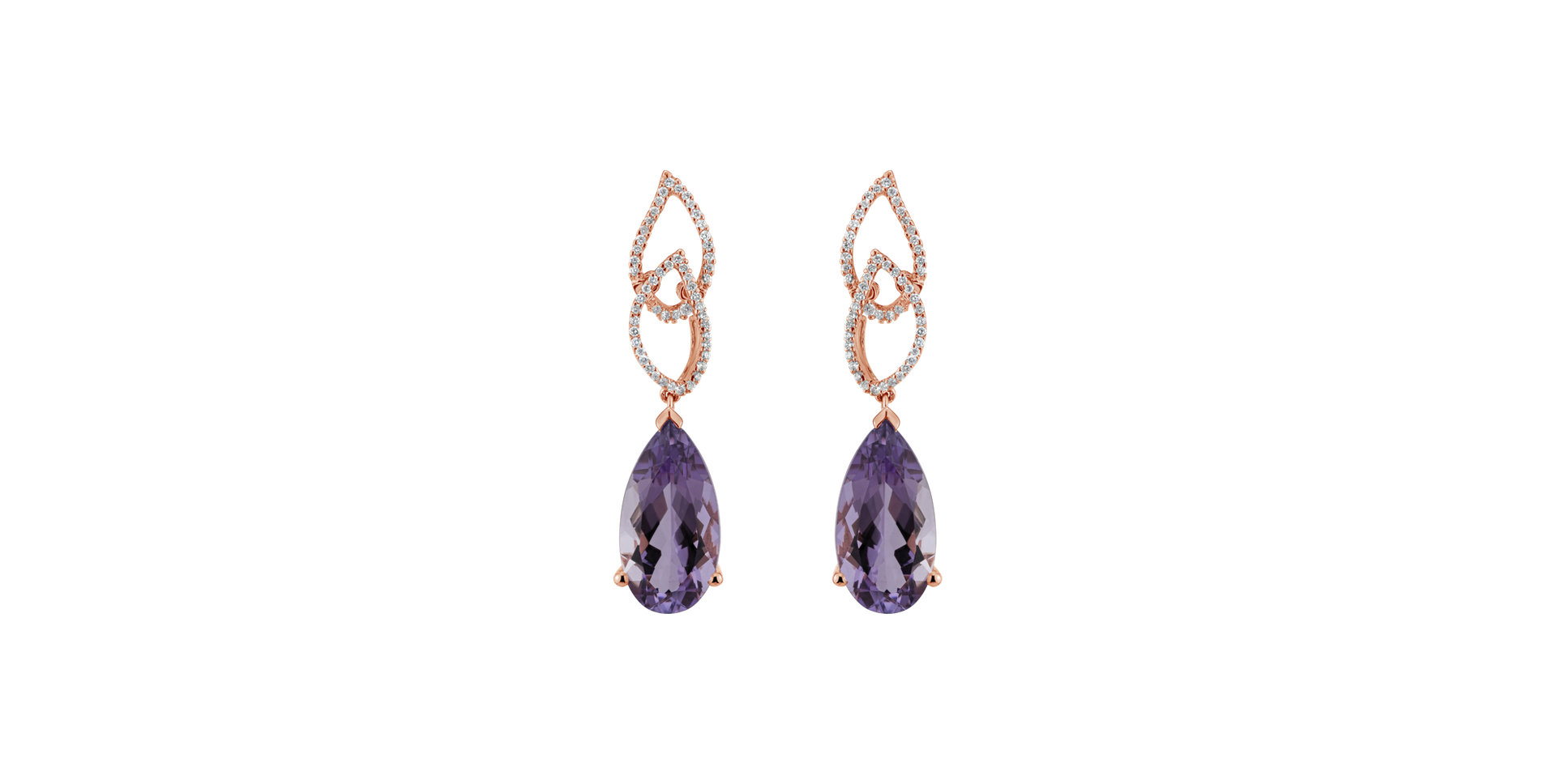 Diamond earrings with Amethyst Fairyland Castle