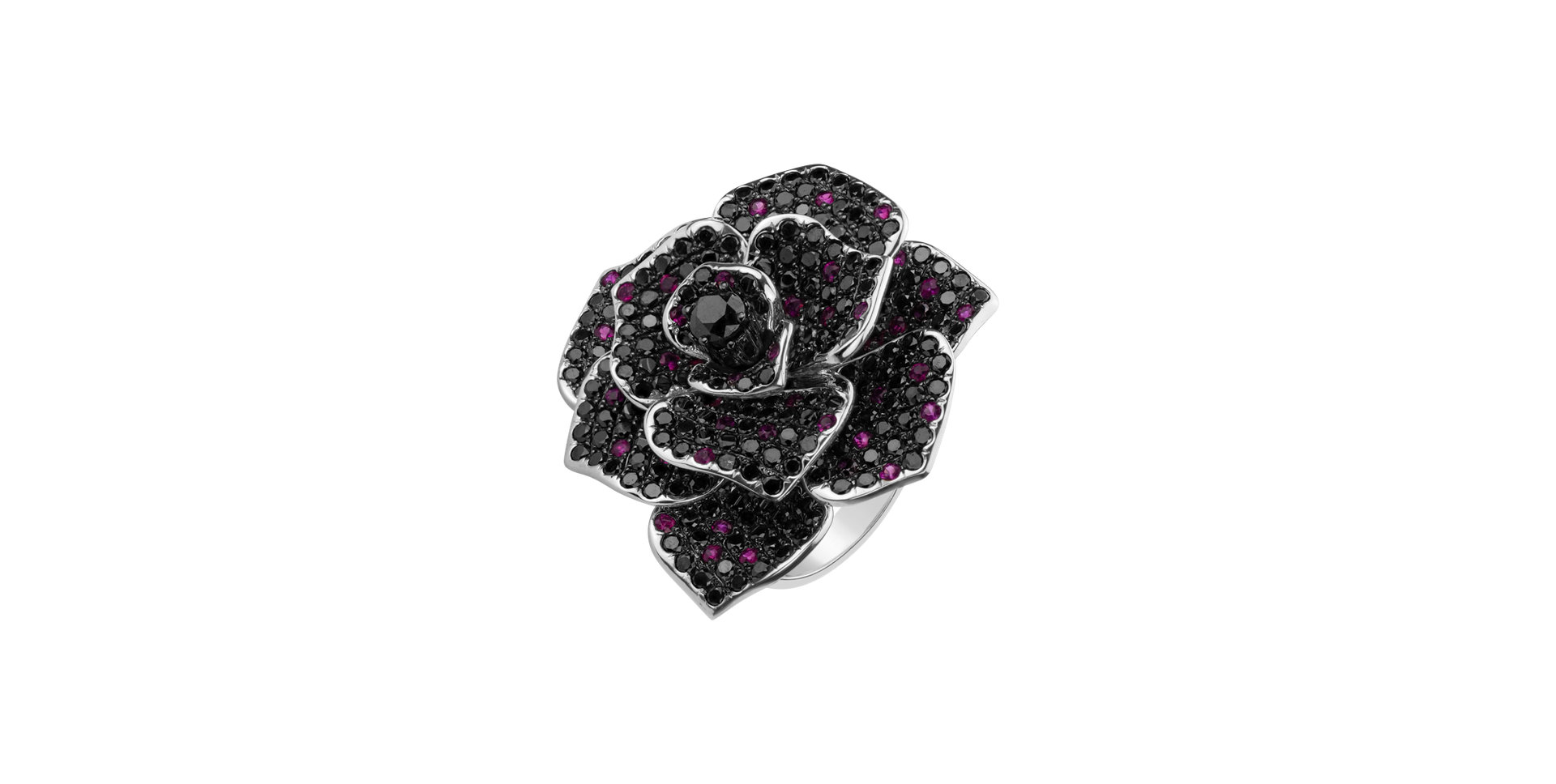 Ring with black diamonds and Ruby Midnight Witchery