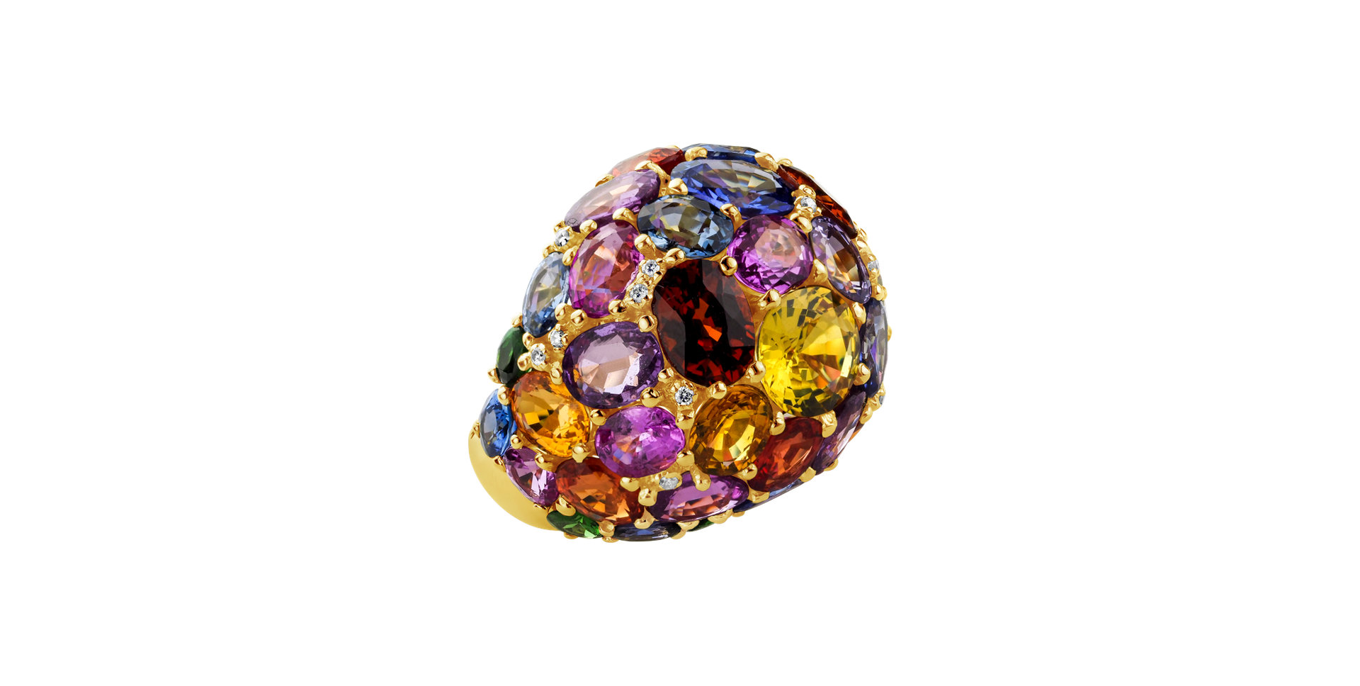 Diamond ring with Sapphire and Tanzanite Cheyenne