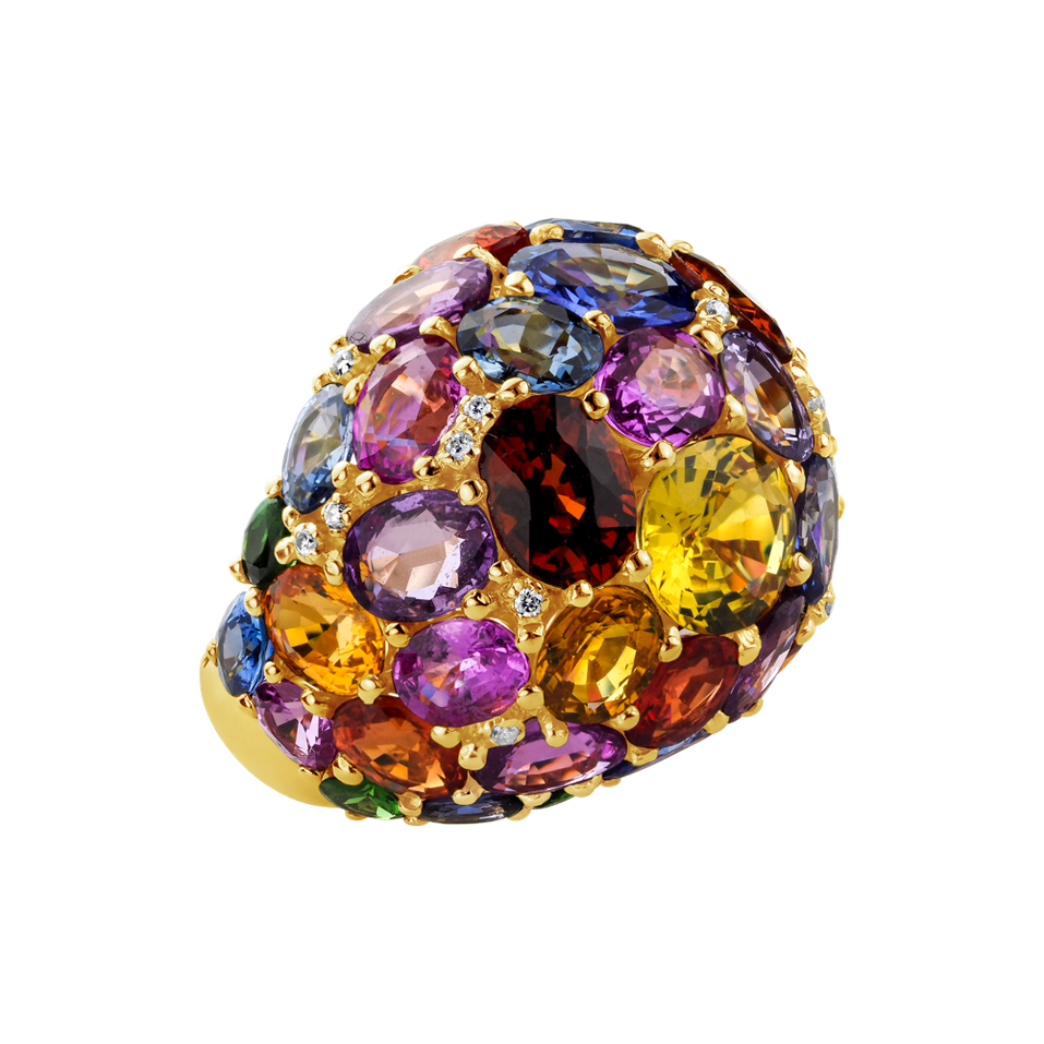 Diamond ring with Sapphire and Tanzanite Cheyenne