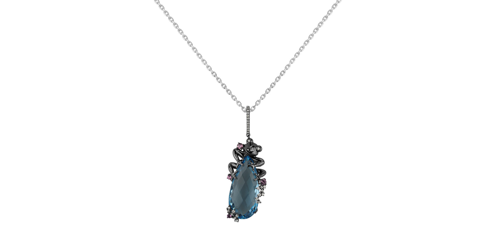 Diamond pendant with Topaz and Tourmalíne Alix