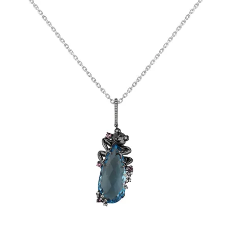 Diamond pendant with Topaz and Tourmalíne Alix