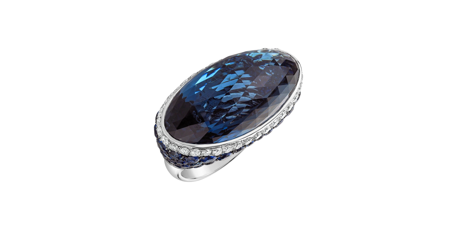 Diamond ring with Sapphire and Topaz Dona