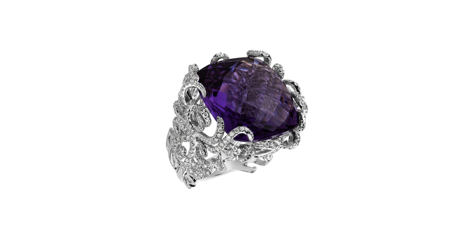 Diamond rings with Amethyst Delicia
