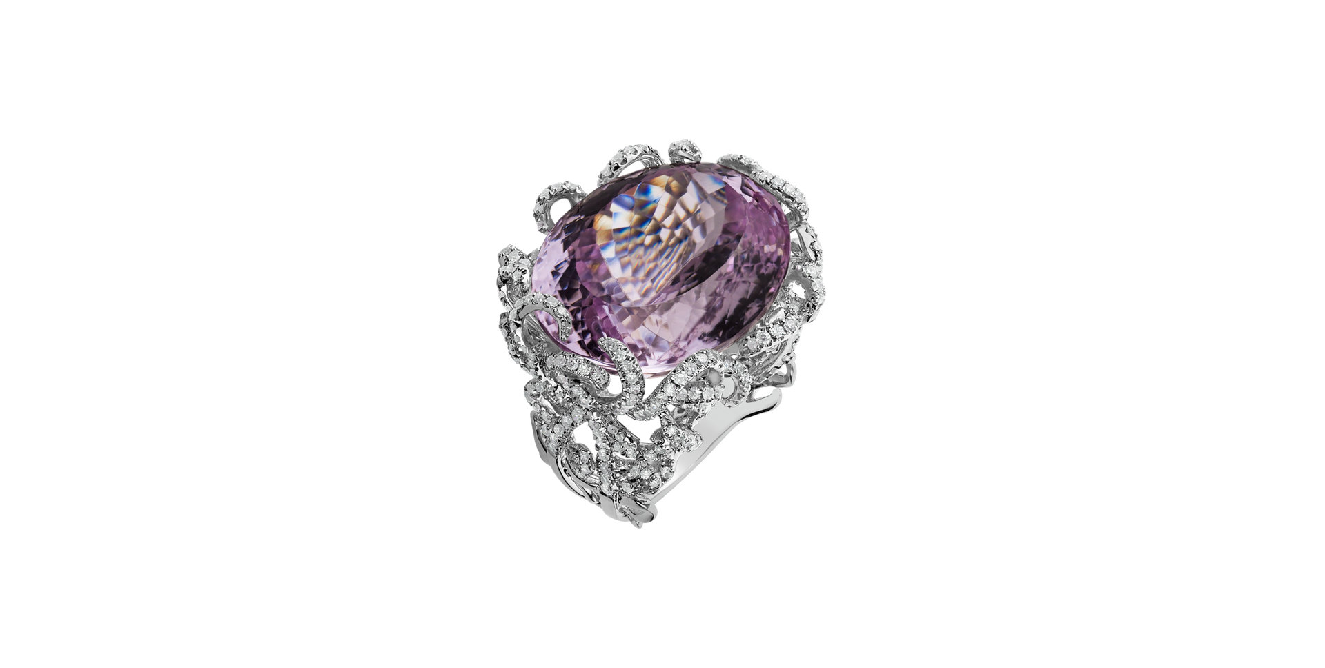 Diamond ring with Kunzite Perfect Illusion