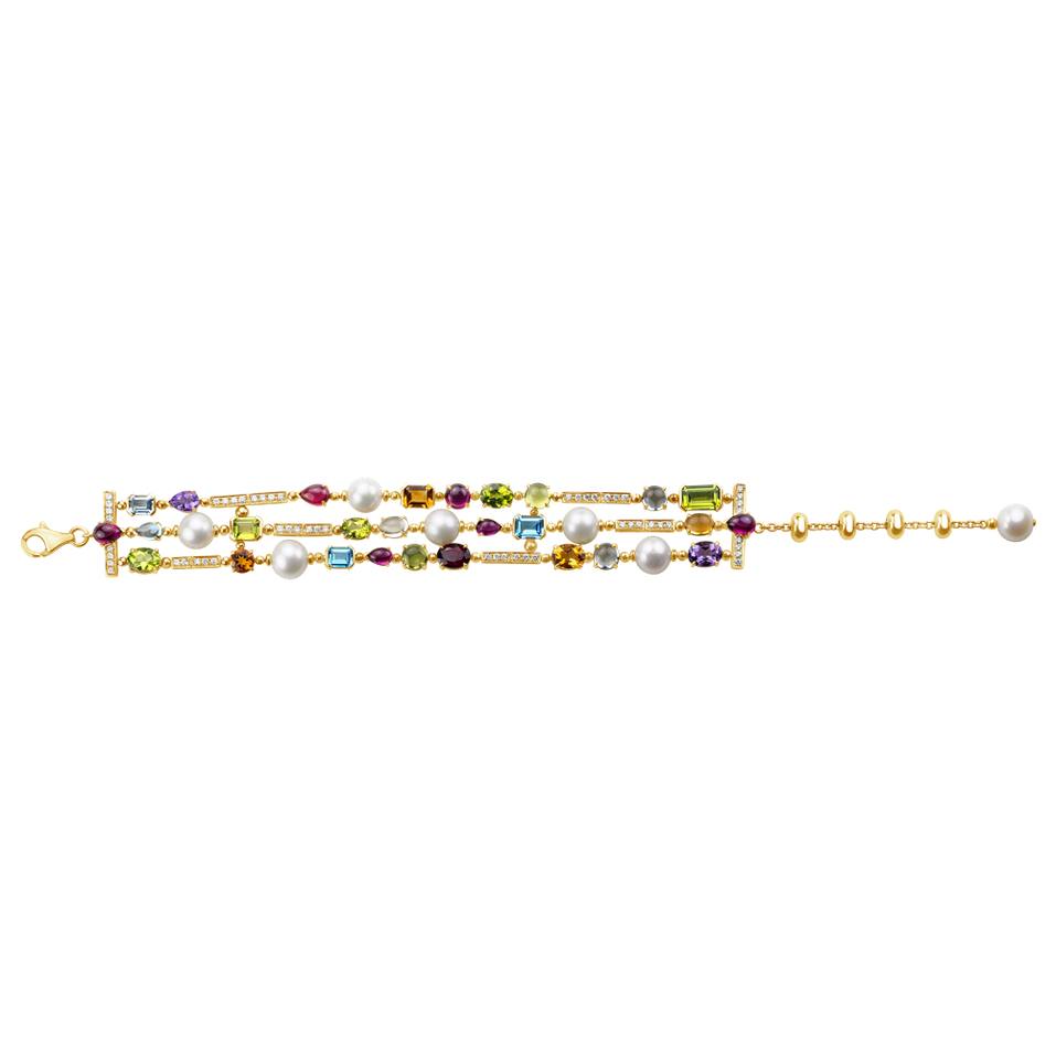 Diamond bracelet with Pearl and gemstones Teri-Anne