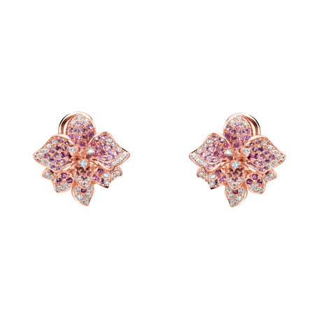 Diamond earrings with Sapphire Flowering Sapphire