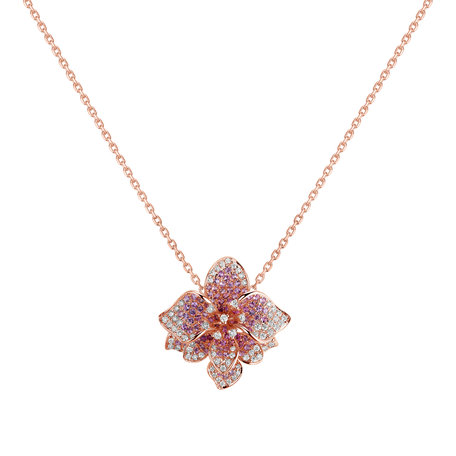 Diamond pendant with Sapphire Flowering Sapphire
