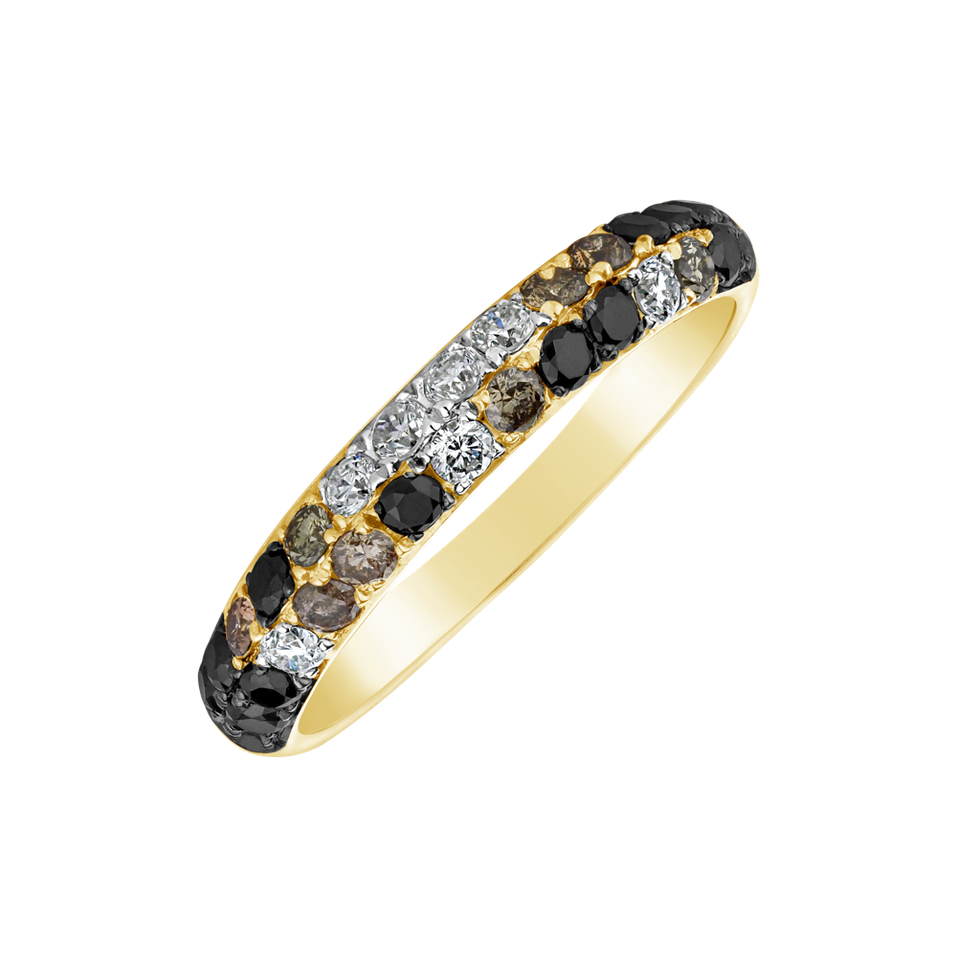 Ring with white, brown and black diamonds Bessie